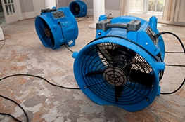 Water Removal fans being used in basement of an Oakland County Michigan home