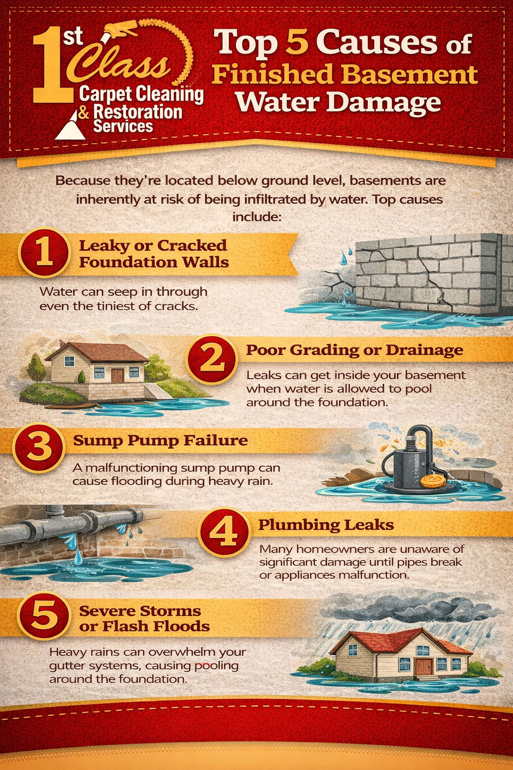 Top 5 Causes of Finished Basement Water Damage
